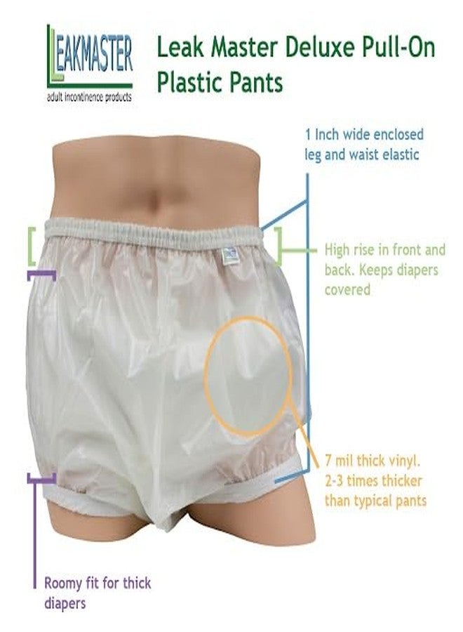 Leakmaster Deluxe Heavy Duty Adult Pullon Plastic Pants. Features Premium Quality Extra Thick 7 Mil Vinyl, Enclosed Elastic, Extended Waist and Roomy Fit. Size: Large Fits 36-42 Inches - Image 2